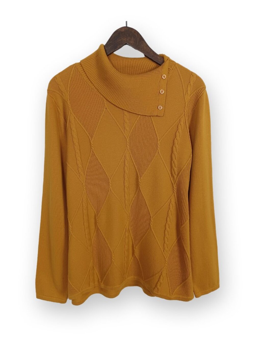 Tribal Buttoned Turtleneck Textured Knit Sweater Size XL